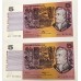 AUSTRALIA 1990 . FIVE 5 DOLLAR BANKNOTES . FRASER/HIGGINS . CONSECUTIVE PAIR